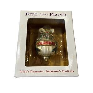 FITZ AND FLOYD GLASS ORNAMENT TODAYS TREASURES TOMORROWS TRADITION PINE CONES
